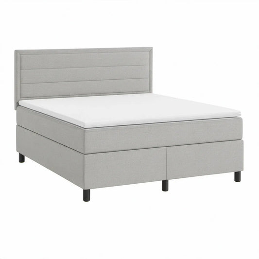 Boxspringbett 180 x 200 cm mit Topper, Hellgrau/Weiss/Schwarz