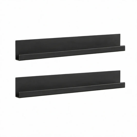 2er-Set Wandregale aus pulverbeschichtetem Stahl, Schwarz, 60 x 10 x 10 cm